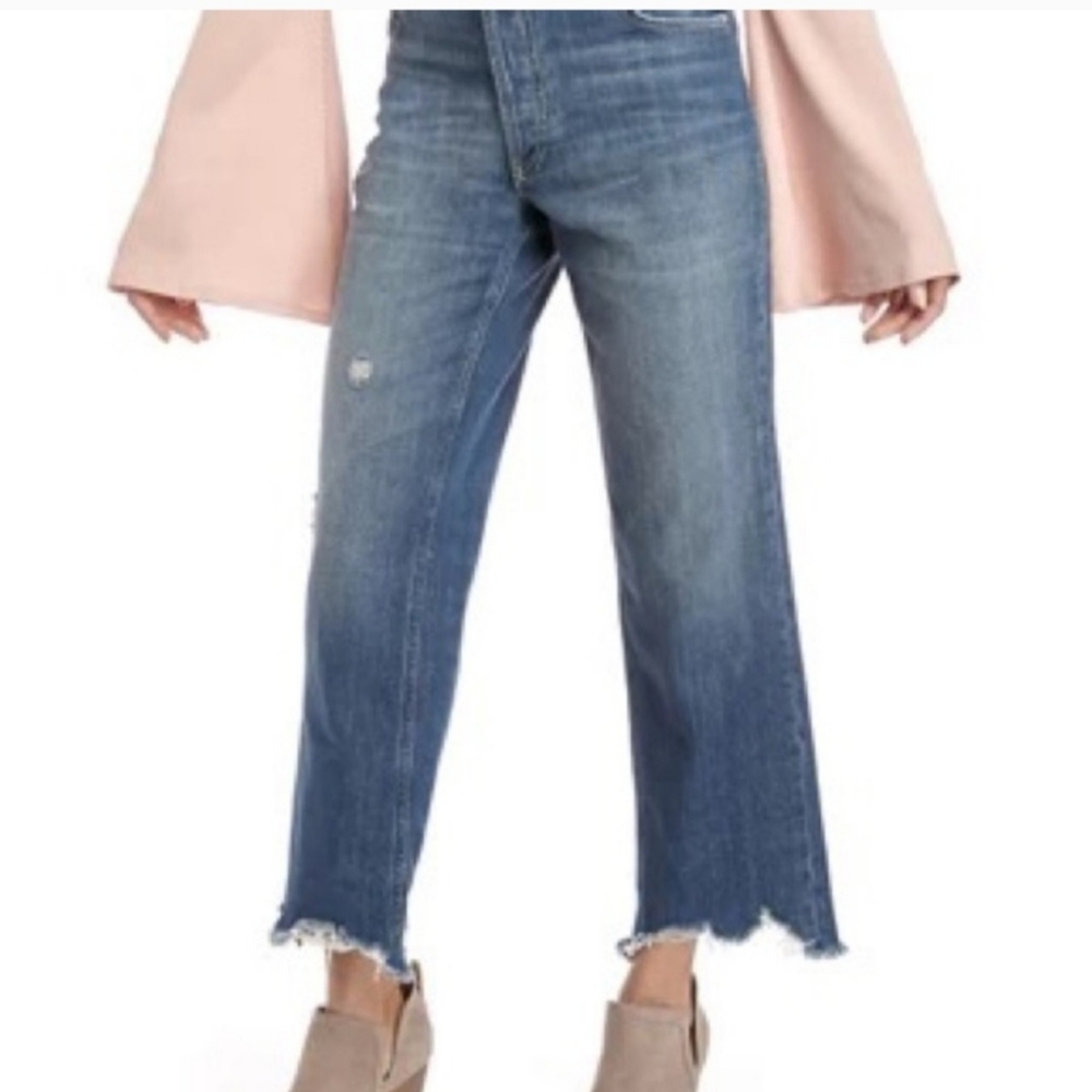 Free People - We the Free Maggie Mid Rise Straight Sequoia Blue Jeans - Size 28